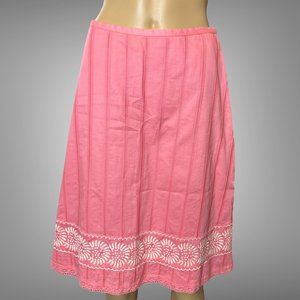 Sigrid Olsen|Womens|A-Line Skirt|Size 2|Pink|High Rise|100% Cotton|Embroidered